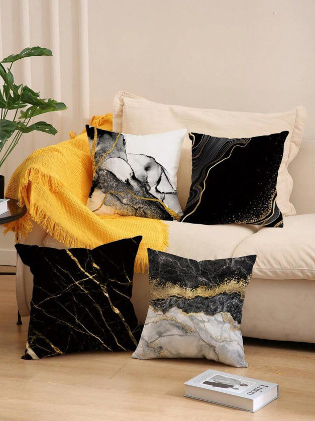 Marble Pattern Cushion Covers Pack of 4