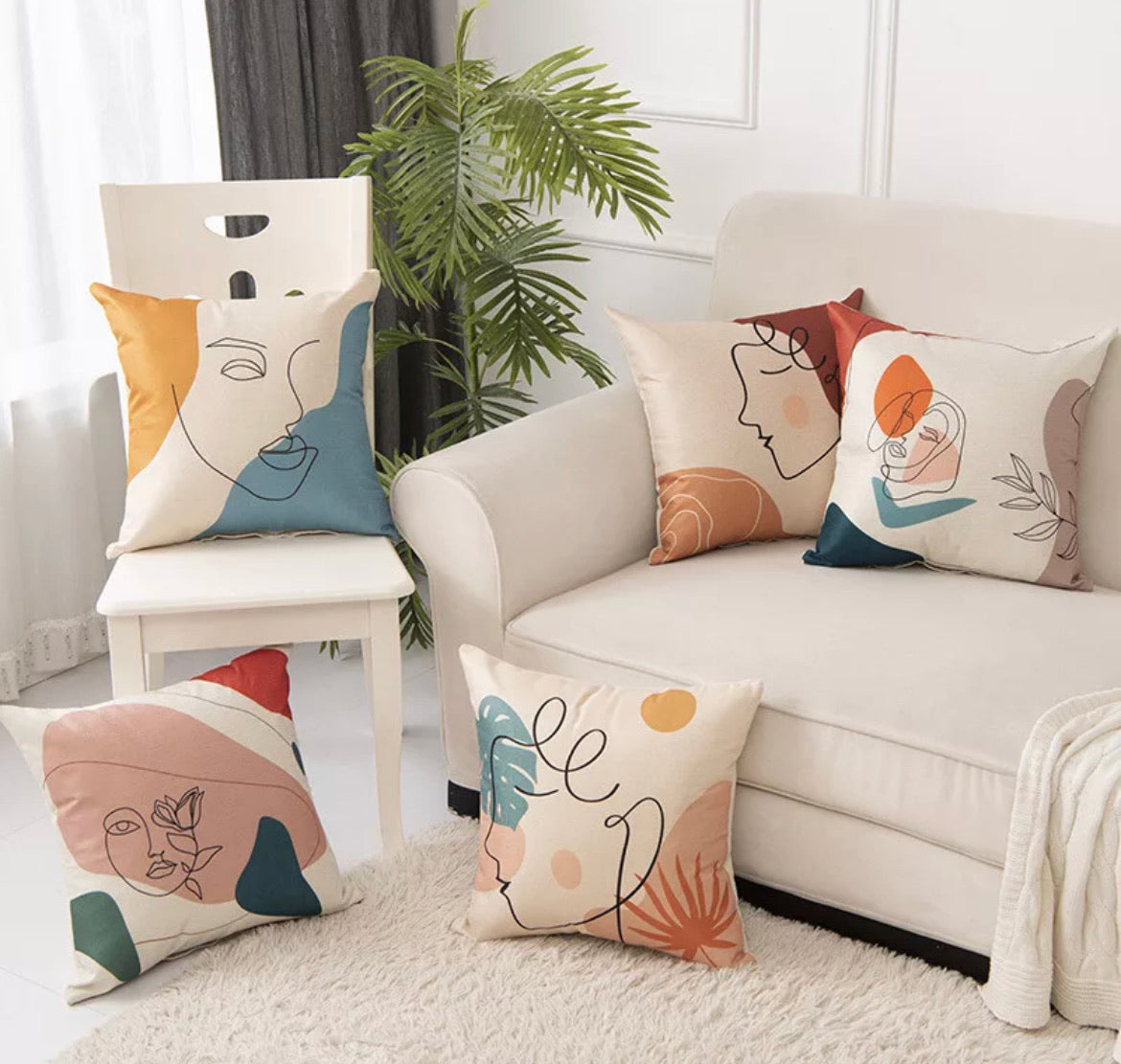 Abstract Face Cushion Covers (Pack of 5)